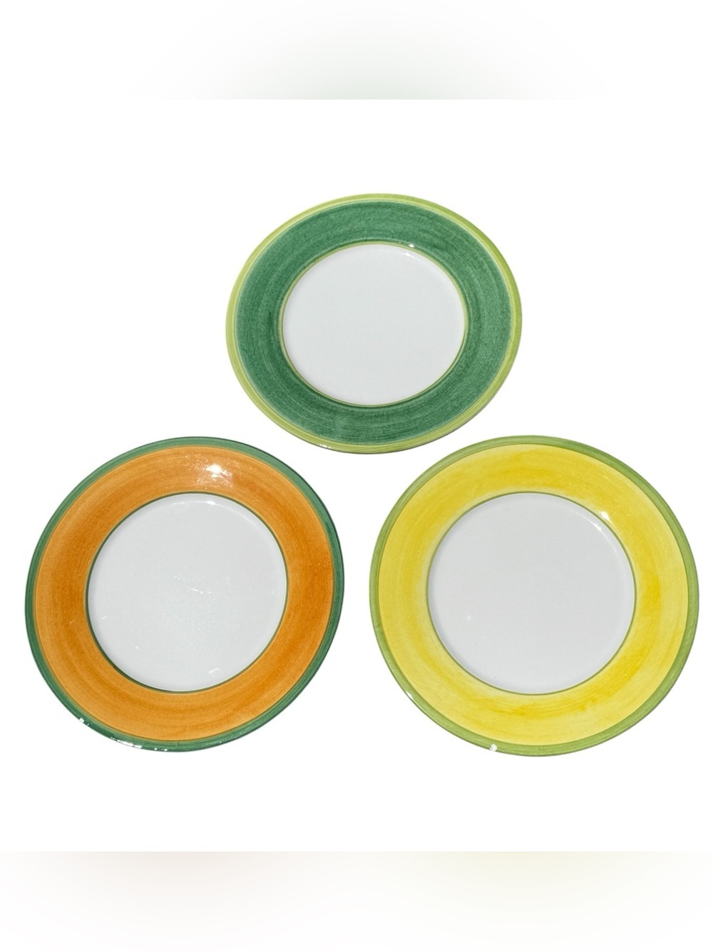 Palmer Smith Collection Italian Hand Painted Salad Plates Set 3 Italian Made 12”